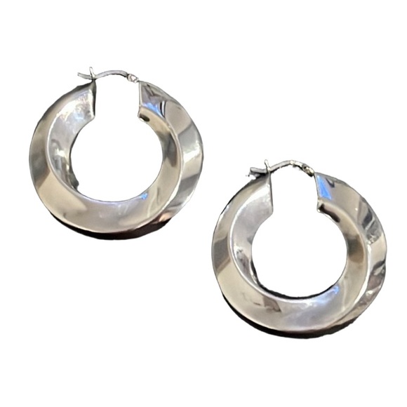 Sundance Sterling Silver Abstract Twisty Puff Chunky Hoop Earrings - Picture 3 of 14
